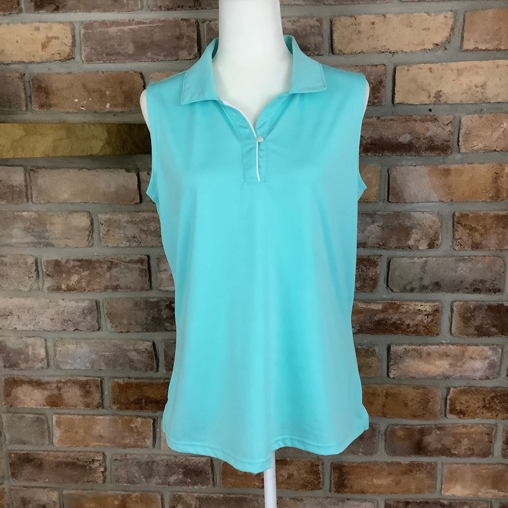 TOURNAMENT COLLECTION Light Blue Activewear Sleeveless Polo Top 152